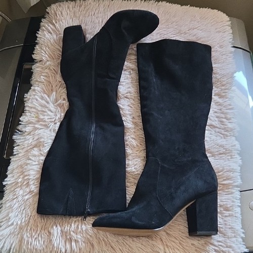 Aldo Chic Black Suede Heeled Zipper Boots for Women 8.5 - photo 2