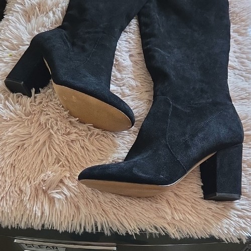 Aldo Chic Black Suede Heeled Zipper Boots for Women 8.5 - photo 3