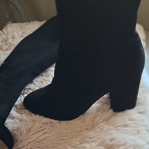 Aldo Chic Black Suede Heeled Zipper Boots for Women 8.5 - photo 4