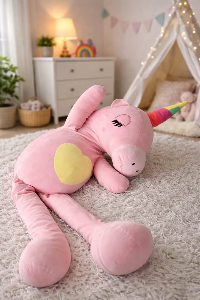 Large Plush Pink Unicorn Toy – Soft, Cozy & Adorable 🦄 (Moving O