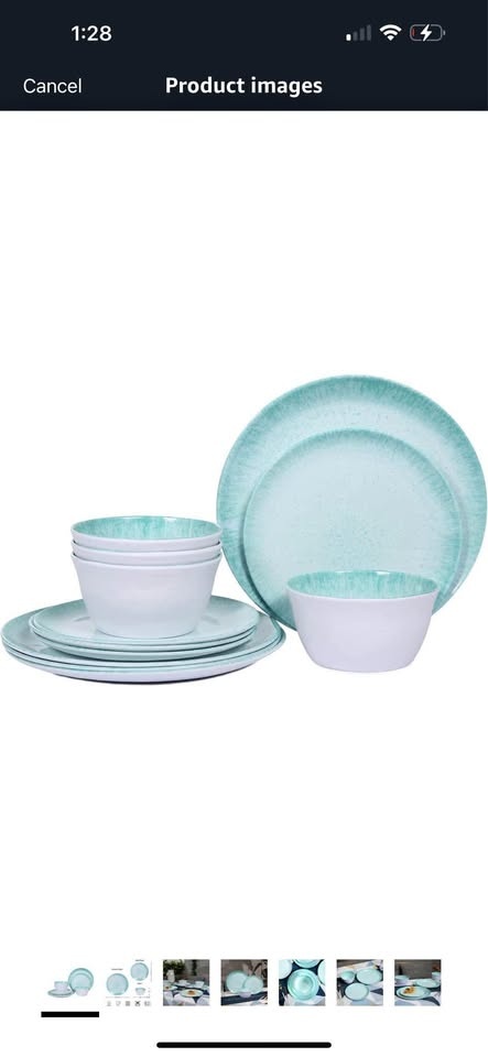 Dinnerware Set (11 pcs) — Turquoise — Moving Out Sale