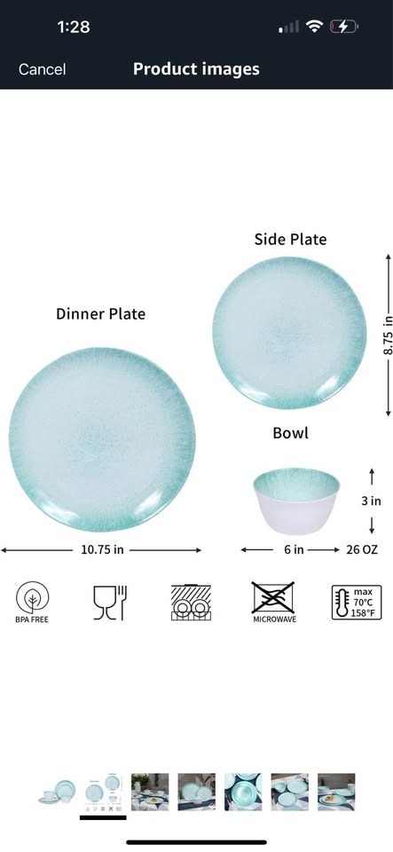 Dinnerware Set (11 pcs) — Turquoise — Moving Out Sale - photo 2