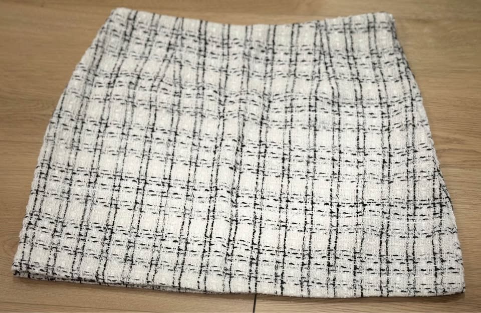 Shein tweed high waist mini skirt in black and white plaid - photo 2