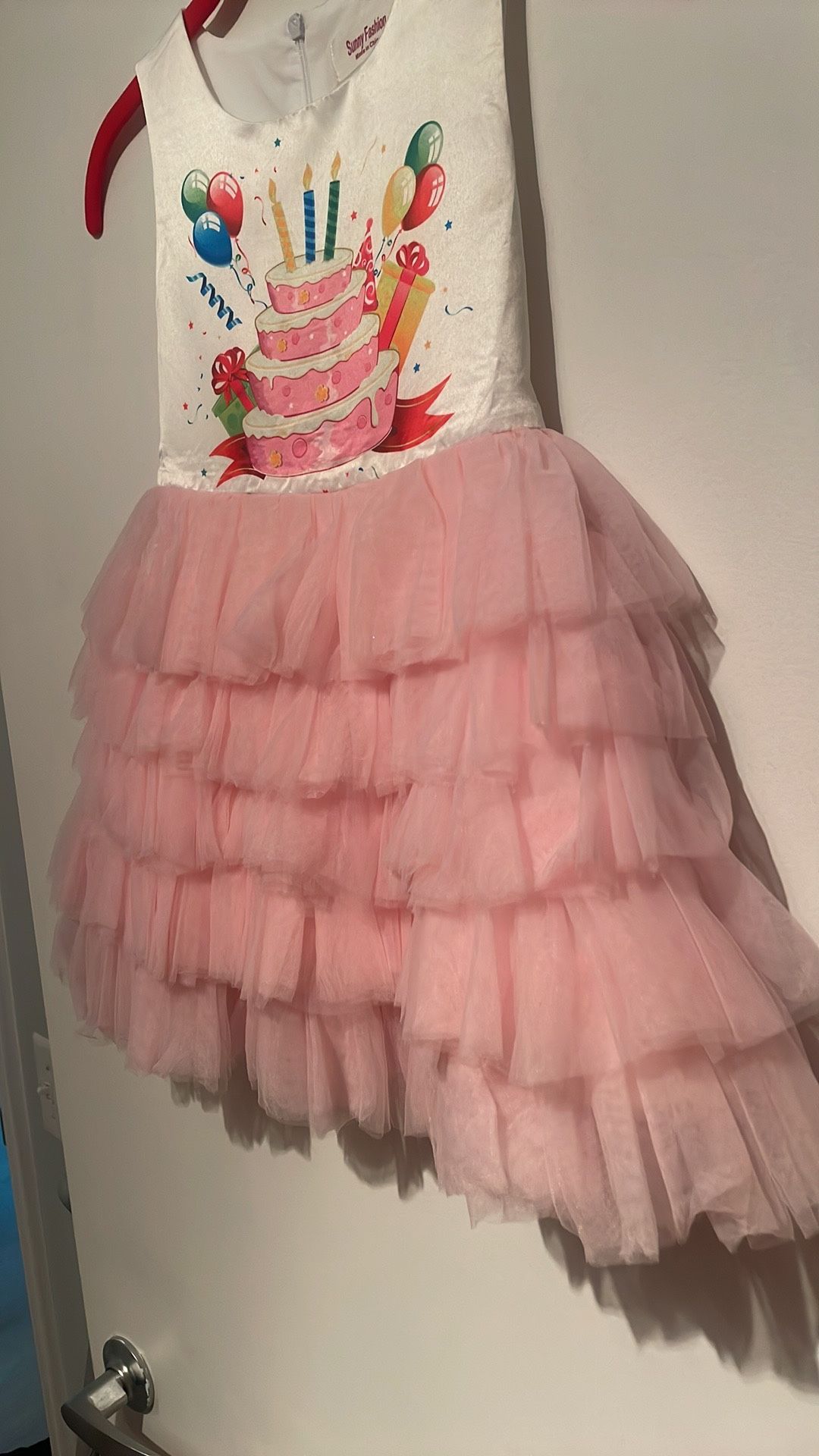 Girls Pink Birthday Tulle Ruffle Dress, Size 6 - photo 5
