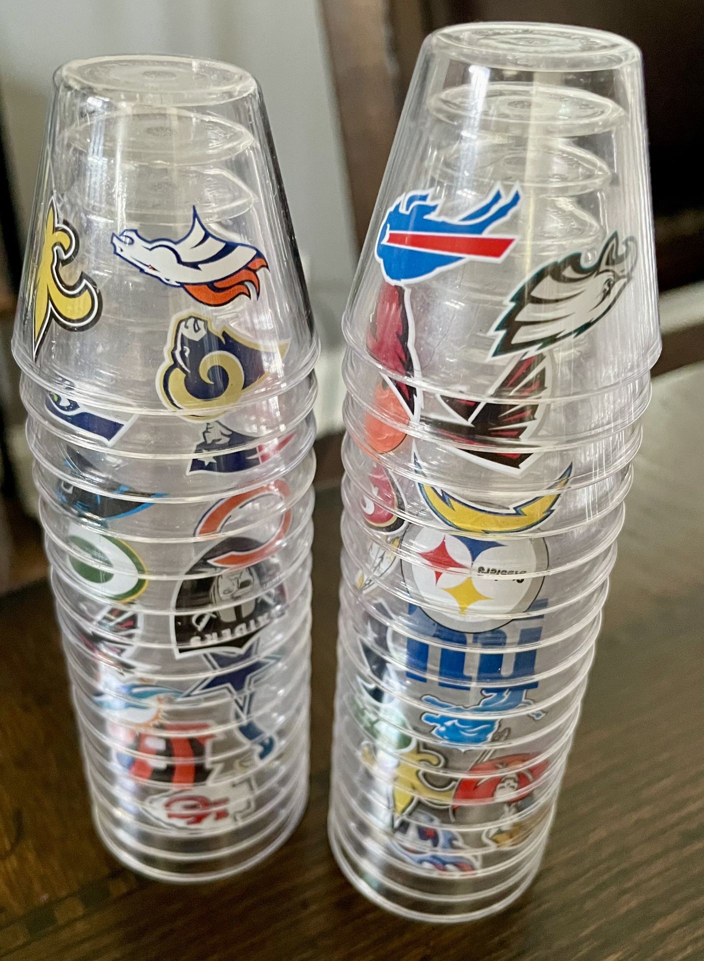 Full set of 32 NFL teams plastic shot glasses