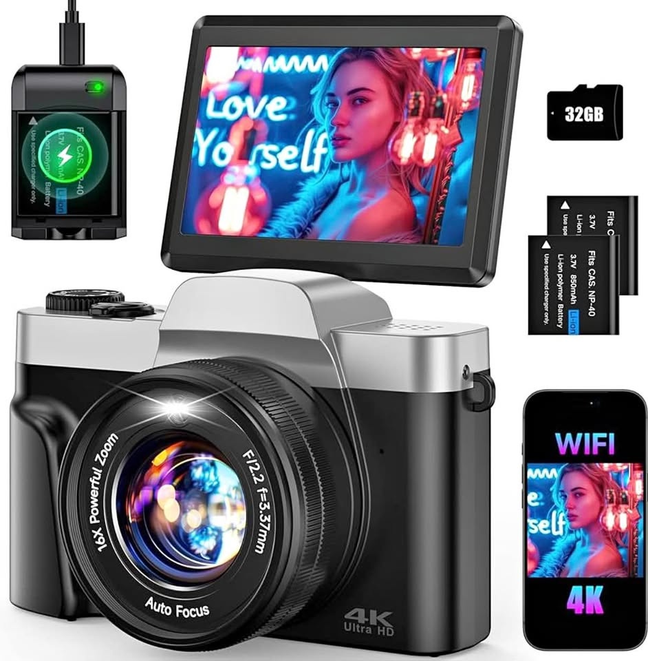 4K Digital Camera 64MP WiFi Vlogging Camera