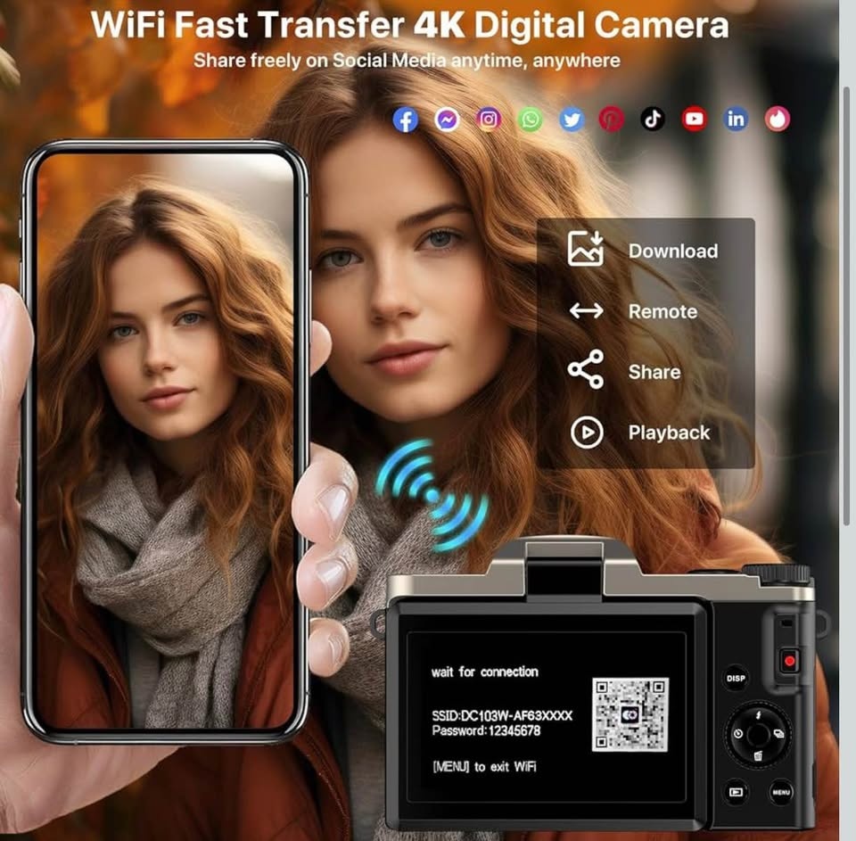 4K Digital Camera 64MP WiFi Vlogging Camera - photo 3