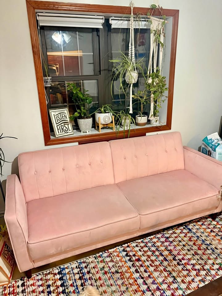 Velvet Square Arm Convertible Futon