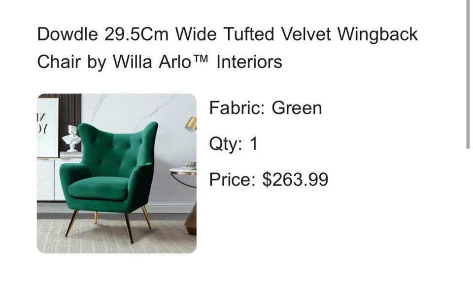 Tufted Velvet Wingback Chair - photo 4