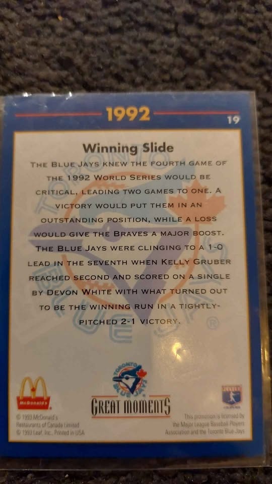 Free Kelly Gruber Baseball card - photo 2