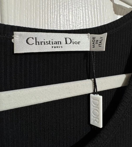 Christian Dior Paris Black Ribbed Sleeveless Dress M