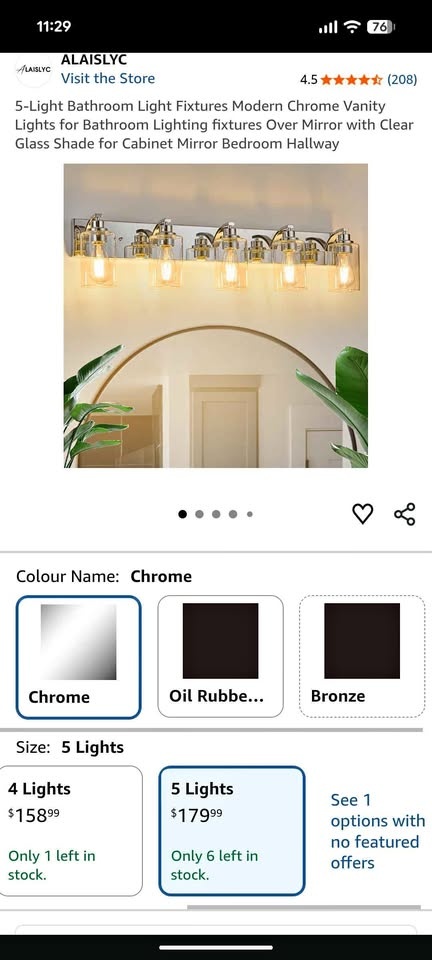 Alaislyc 5-Light Fixture - Brushed Gold - Clear Glass
