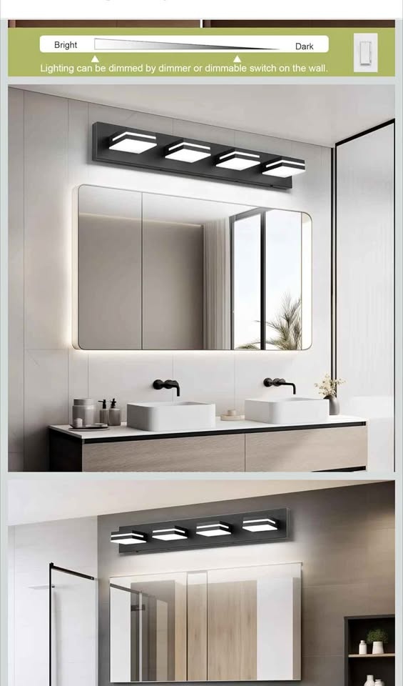 SINERISE LED Modern Bathroom Vanity Light - Matte Black