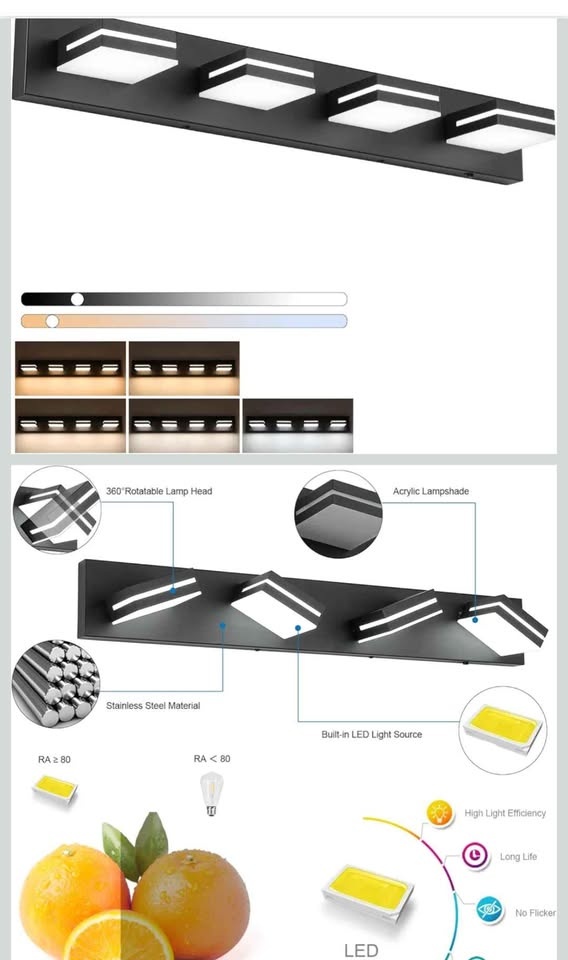 SINERISE LED Modern Bathroom Vanity Light - Matte Black - photo 3