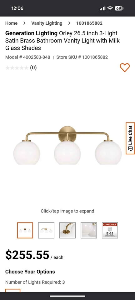Generation Lighting Orley 26.5” 3-Light Vanity Light