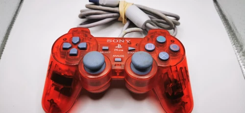 Sony PlayStation 2 PS2 Controller Clear Red Tested - photo 2