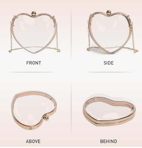 Women Clear Acrylic Clutch Bag Mini Heart Handbag - photo 2