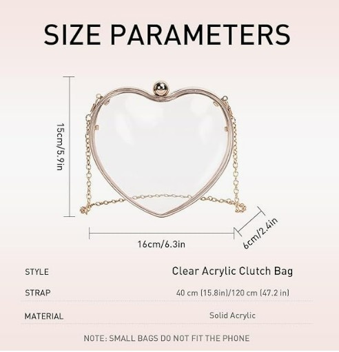 Women Clear Acrylic Clutch Bag Mini Heart Handbag - photo 4