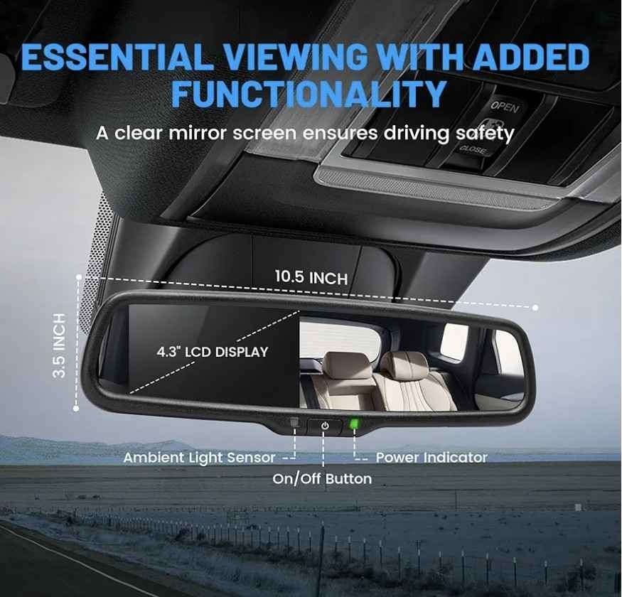 EWAY 4.3" LCD Rearview Mirror Screen - photo 5