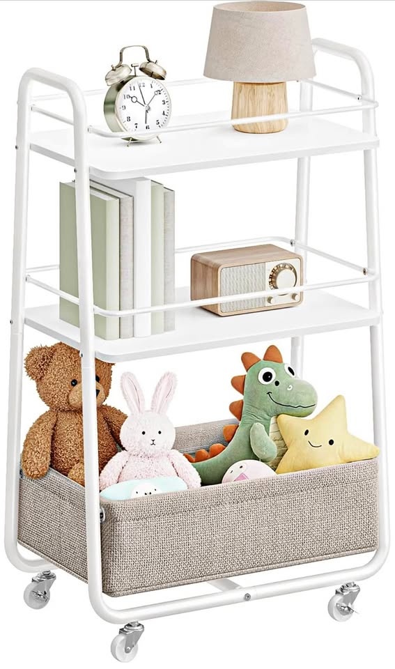 3-Tier Storage Cart with Fabric Basket