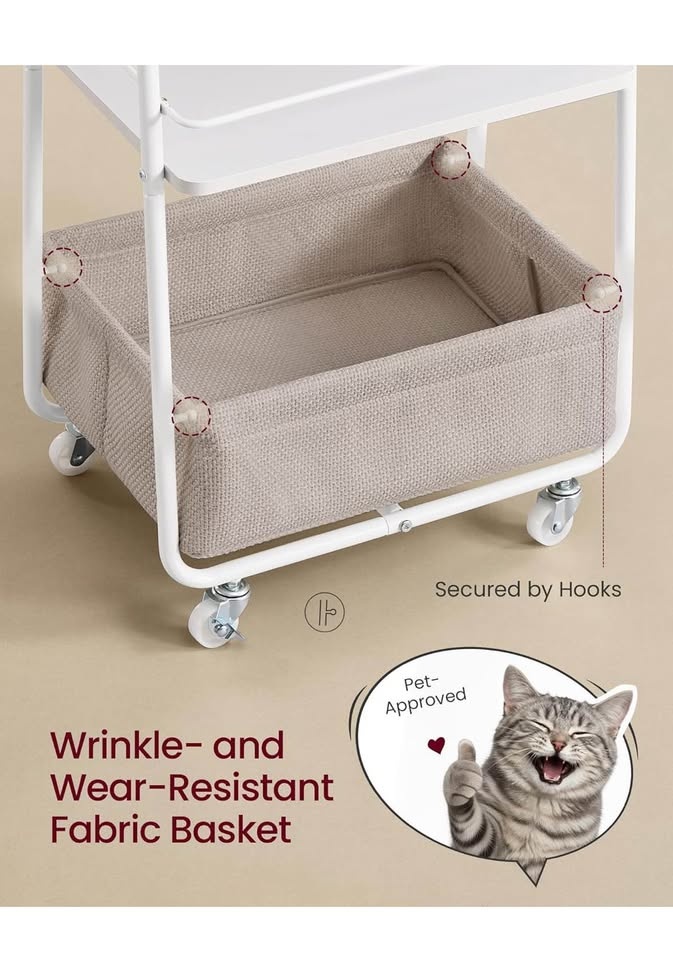 3-Tier Storage Cart with Fabric Basket - photo 4