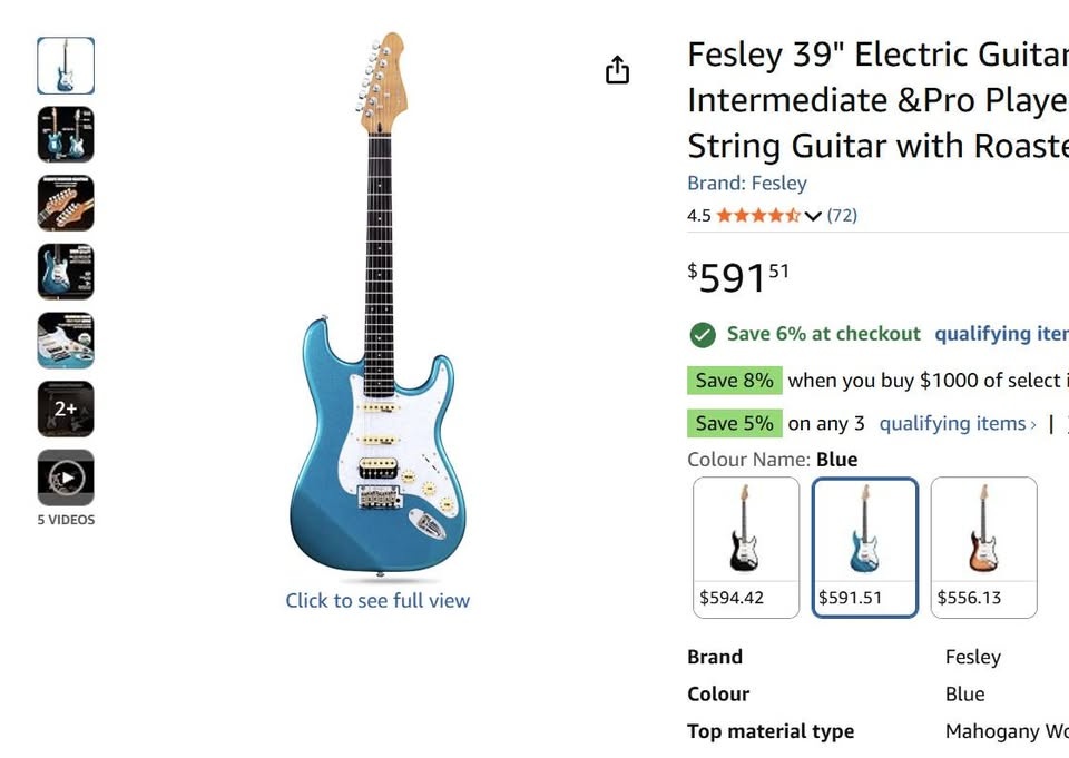 Fesley 39" Electric Guitar FST100 - photo 3