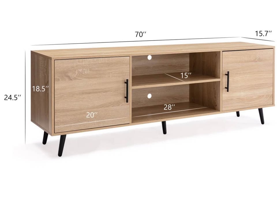 Mid-Century 70" TV Stand | Oak Media Console - photo 2