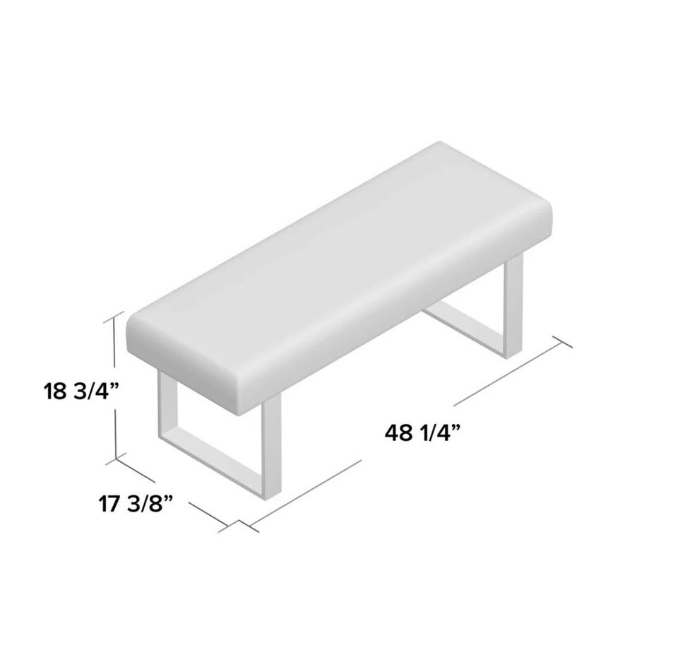 Modern Luxe White Upholstered Bench w/ Chrome Legs – Brand New! - photo 3