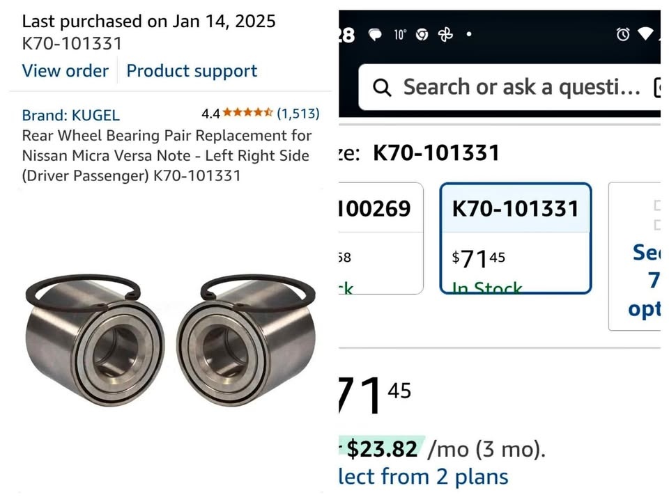 Rear wheel bearings . Nissan Micra versa note