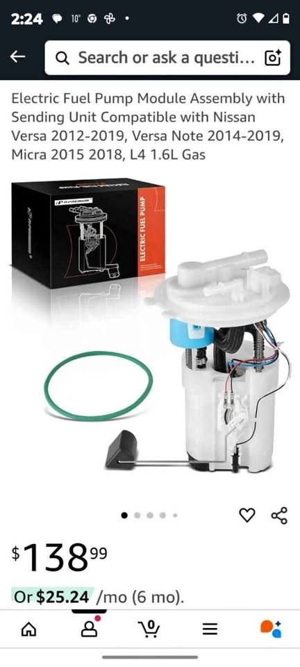 Electric fuel pump , for versa Versa note and micra