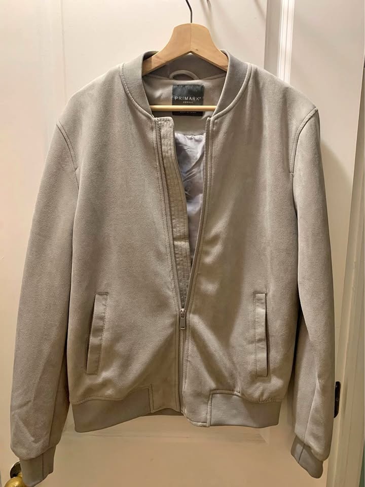 Gray Suede Bomber Jacket