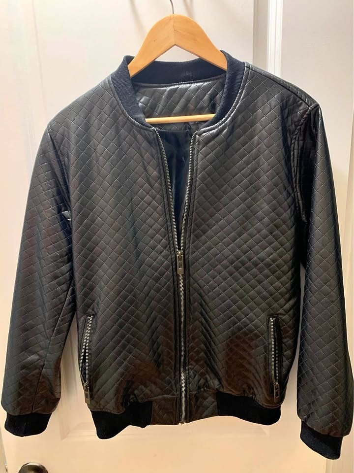 Black Leather Bomber Jacket