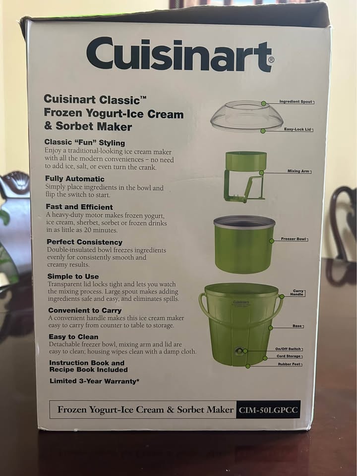 Cuisinart Frozen Yogurt, Ice Cream & Sorbet Maker – Brand New (B - photo 3