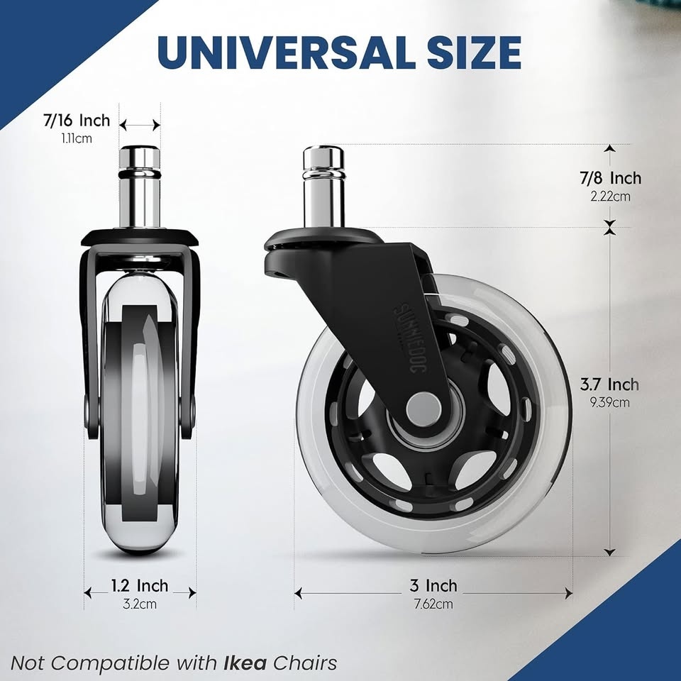 Office Chair Wheels - Heavy Duty Rollerblade Style - photo 2
