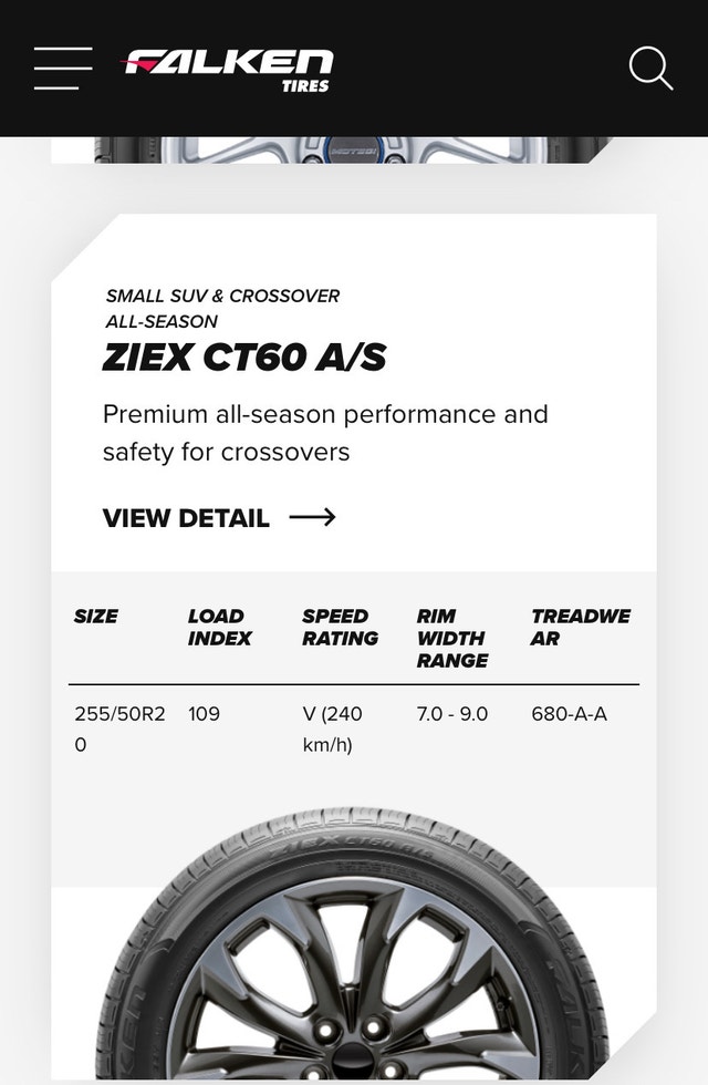 All season 4 tires 255/50/R20