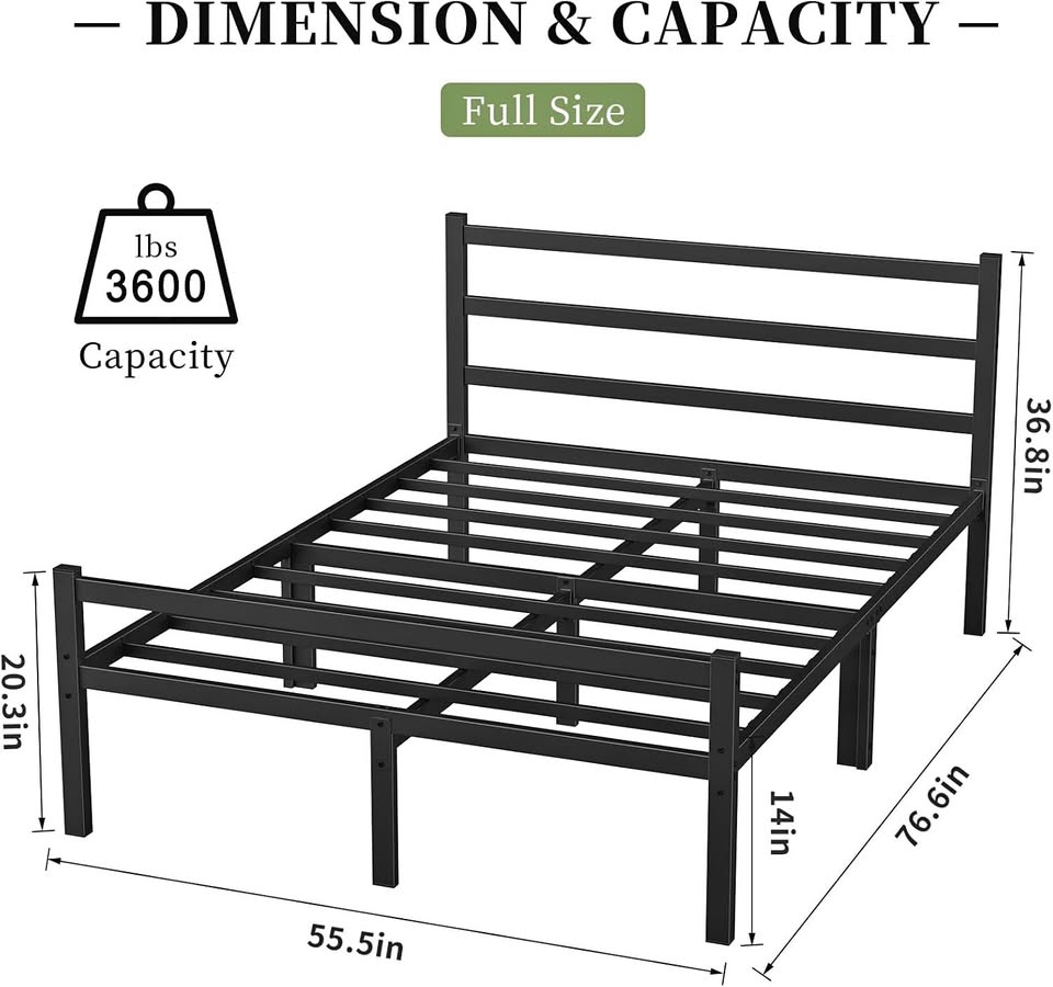 Musen Full Metal Bed Frame with Headboard
