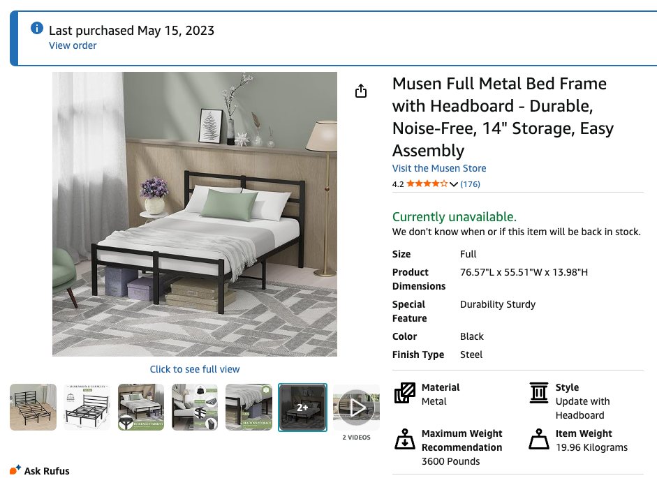 Musen Full Metal Bed Frame with Headboard - photo 2