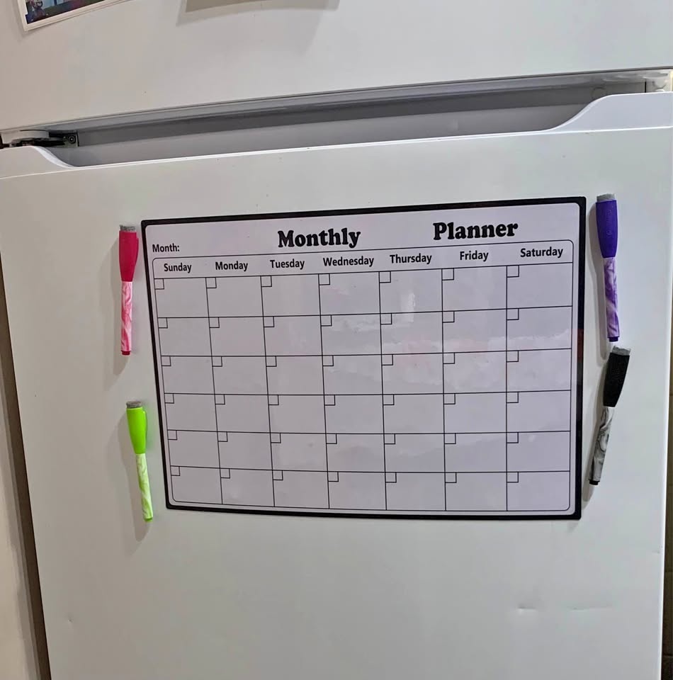 Magnetic monthly planner for fridge
