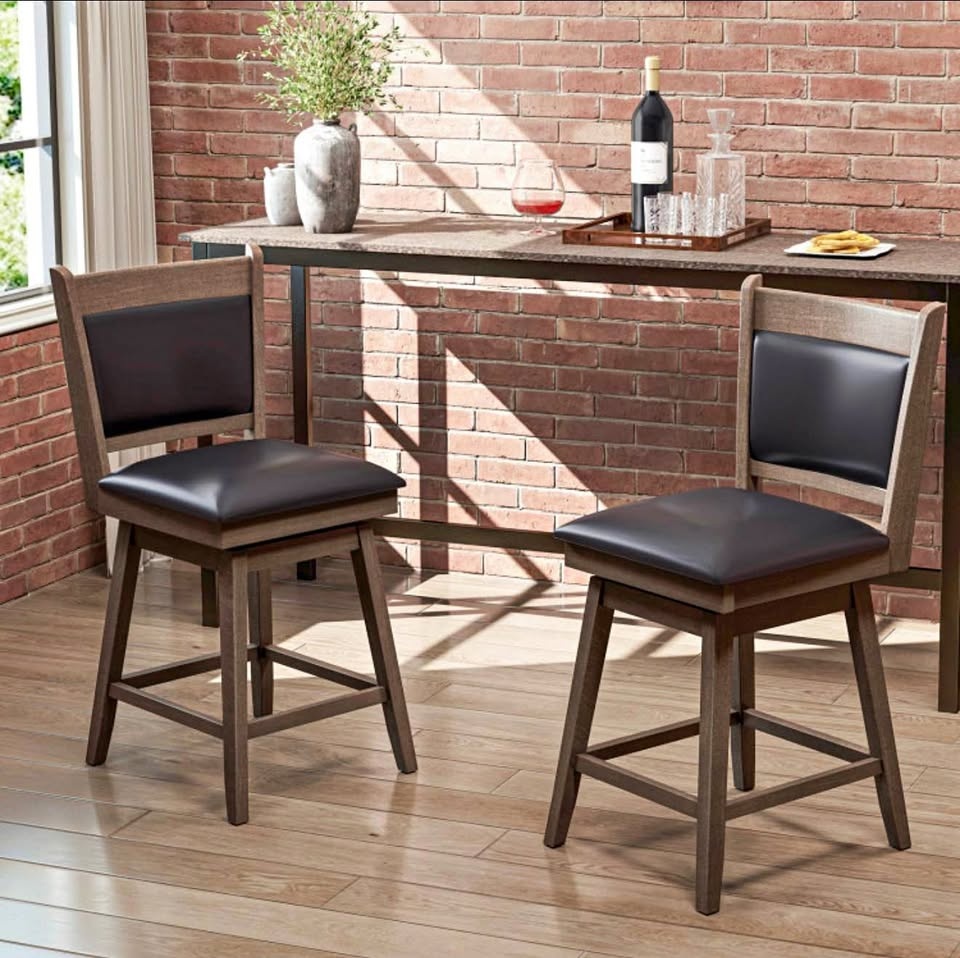 Swivel Bar Stools Set of 2 | Padded Counter-Height Chairs
