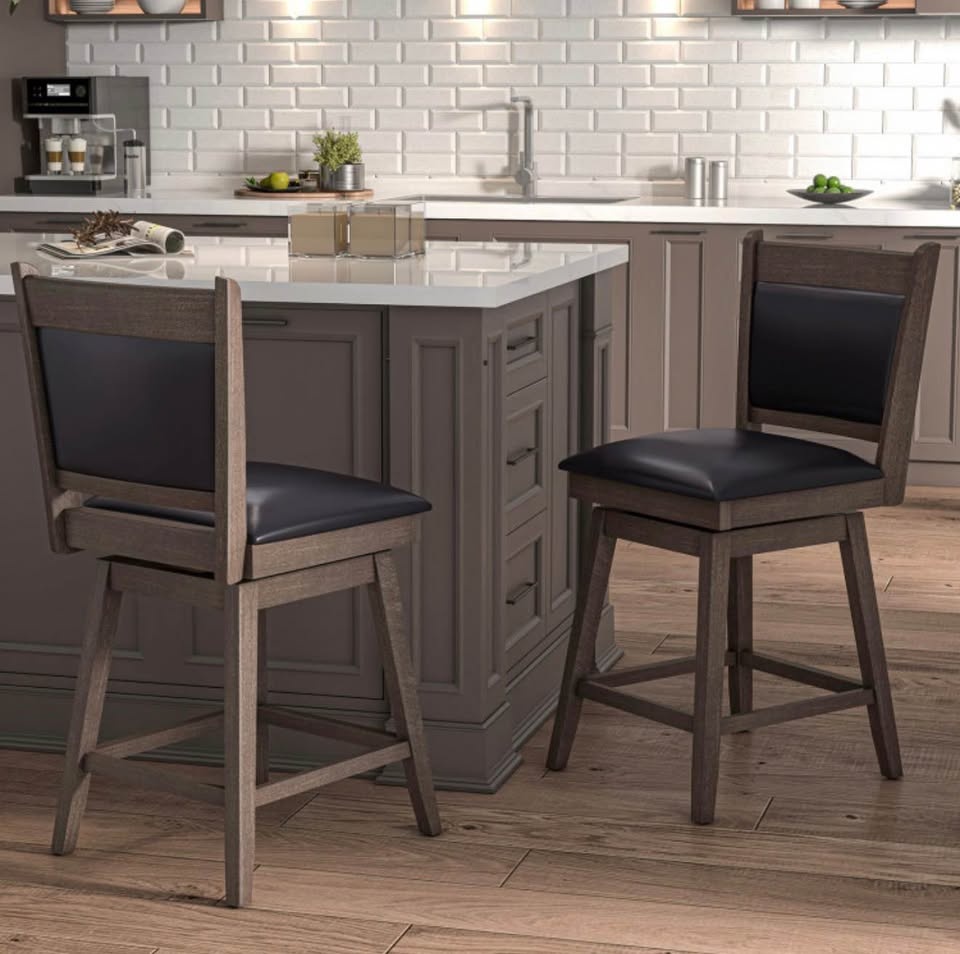 Swivel Bar Stools Set of 2 | Padded Counter-Height Chairs - photo 2