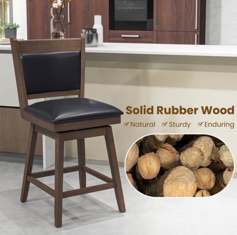 Swivel Bar Stools Set of 2 | Padded Counter-Height Chairs - photo 4