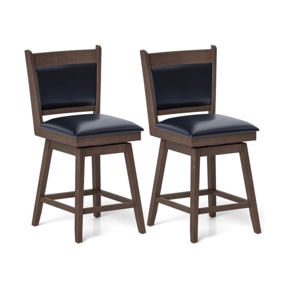 Swivel Bar Stools Set of 2 | Padded Counter-Height Chairs - photo 5