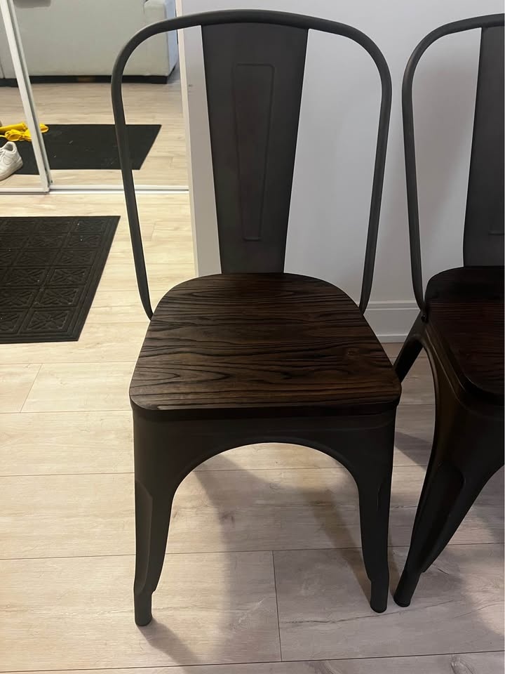 Modern Café Dining Chairs – Industrial Wood & Metal (Set of 4) - photo 2