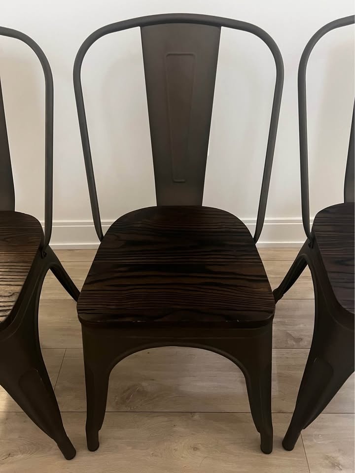 Modern Café Dining Chairs – Industrial Wood & Metal (Set of 4) - photo 4