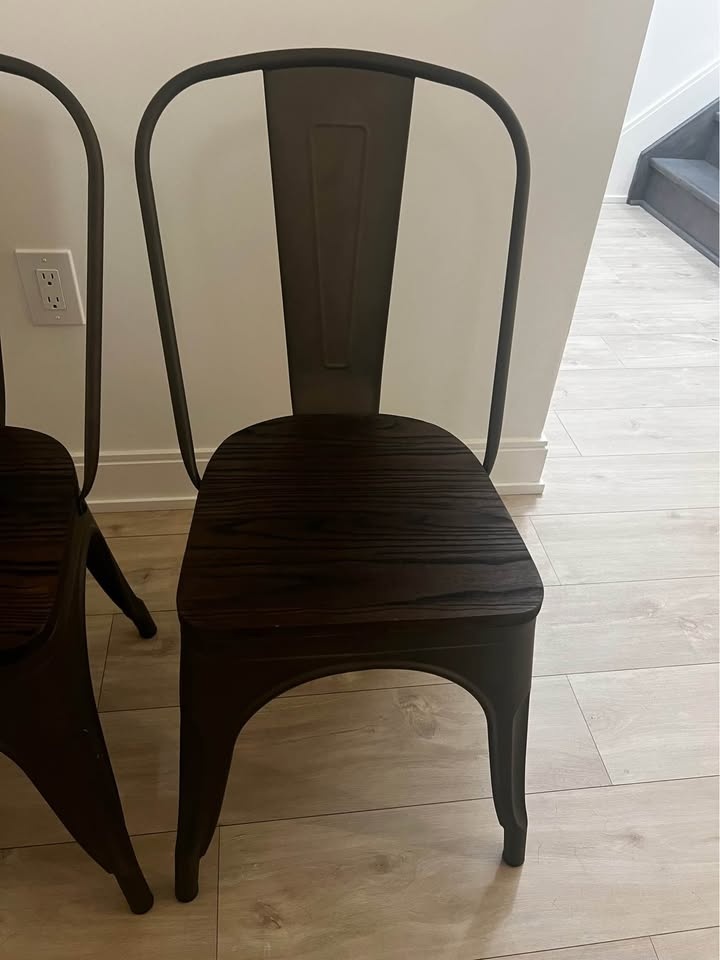Modern Café Dining Chairs – Industrial Wood & Metal (Set of 4) - photo 5