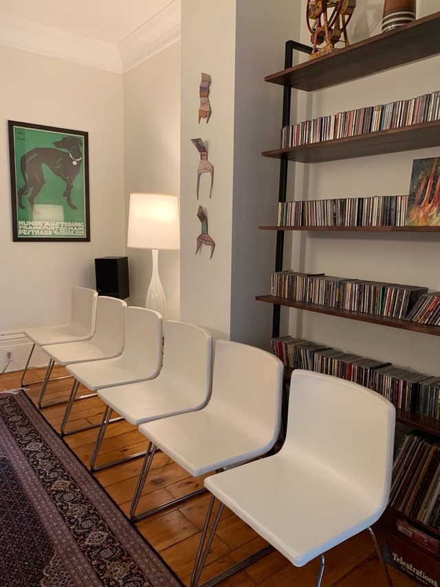 Six IKEA Bernhard Dining Chairs white leather - photo 3