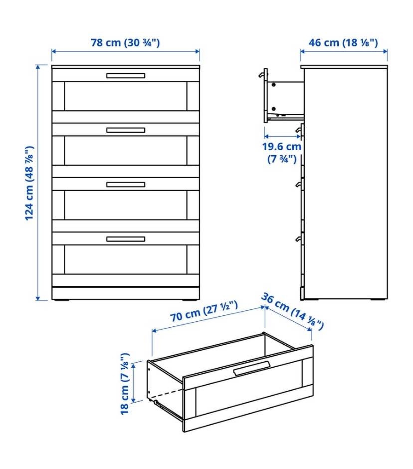 IKEA BRIMNES 4 drawer dresser gray. Frosted glass - photo 4