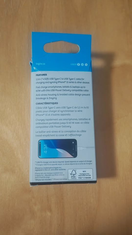 USB C to USB C 1.5m White Cable - photo 2