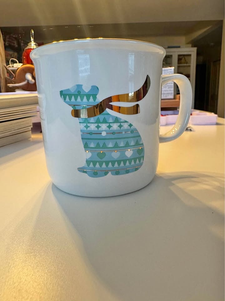 David’s Tea gold rim polar bear mug