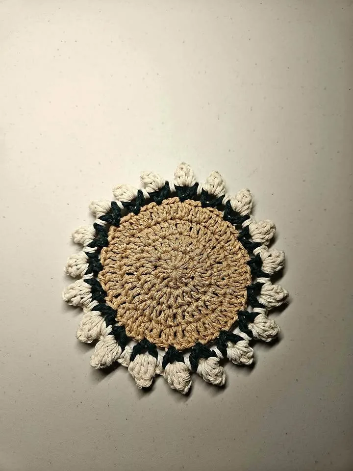 White Tulip Crochet Coaster